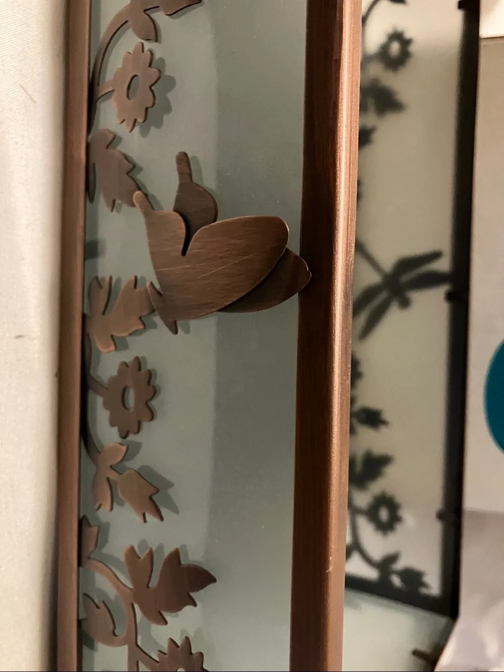 New Partylite.  Copper n frosted glass large. 12”-6”-3” pillar candle holder
